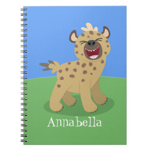 Cute grappige hyena lachende cartoon illustratie notitieboek