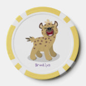 Cute grappige hyena lachende cartoon illustratie poker chips (Achterkant)