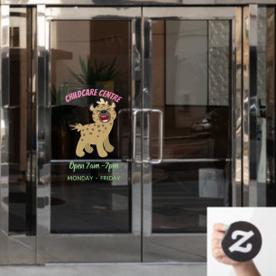 Cute grappige hyena lachende cartoon illustratie raamsticker