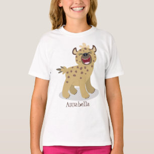 Cute grappige hyena lachende cartoon illustratie t-shirt