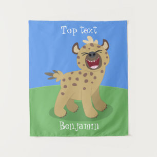 Cute grappige hyena lachende cartoon illustratie wandkleed
