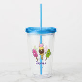 Cute grappige ijsjes cartoon trio acryl drinkbeker (Voorkant)