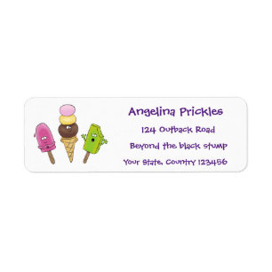 Cute grappige ijsjes cartoon trio etiket