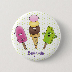 Cute grappige ijsjes cartoon trio ronde button 5,7 cm