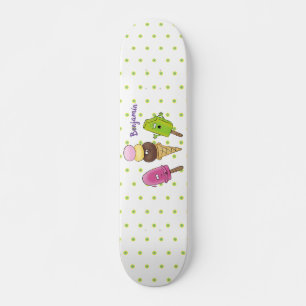 Cute grappige ijsjes cartoon trio skateboard