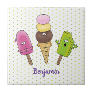 Cute grappige ijsjes cartoon trio tegeltje