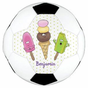 Cute grappige ijsjes cartoon trio voetbal