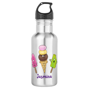 Cute grappige ijsjes cartoon trio waterfles