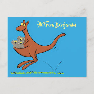 Cute grappige kangaroo- en koalas-cartoon briefkaart