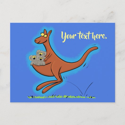 Cute grappige kangaroo- en koalas-cartoon briefkaart (Voorkant)
