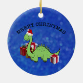 Cute grappige kerstkerstkerstdinosaurus keramisch ornament (Achterkant)