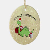 Cute grappige kerstkerstkerstdinosaurus keramisch ornament (Rechts)