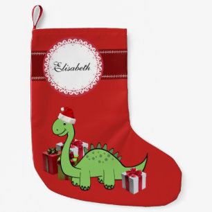Cute grappige kerstkerstkerstkerstdinosaurus geper kleine kerstsok