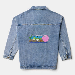 Cute grappige kikkers bubblegum cartoon illustrati denim jacket