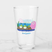Cute grappige kikkers bubblegum cartoon illustrati glas (Achterkant)