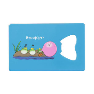 Cute grappige kikkers bubblegum cartoon illustrati kredietkaart flessenopener