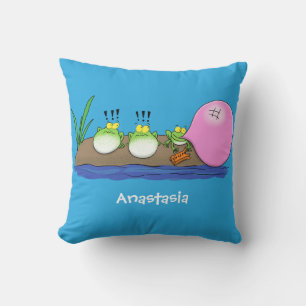 Cute grappige kikkers bubblegum cartoon illustrati kussen