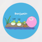 Cute grappige kikkers bubblegum cartoon illustrati labels (Design 1)