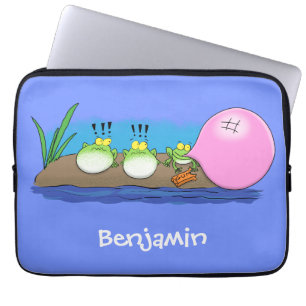 Cute grappige kikkers bubblegum cartoon illustrati laptop sleeve
