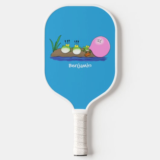 Cute grappige kikkers bubblegum cartoon illustrati pickleball paddle (Voorkant)
