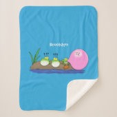 Cute grappige kikkers bubblegum cartoon illustrati sherpa deken (Voorkant)