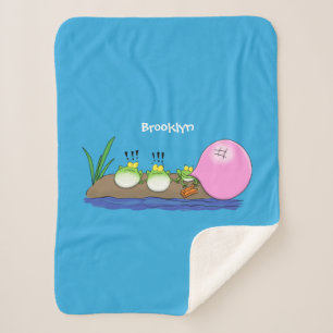Cute grappige kikkers bubblegum cartoon illustrati sherpa deken