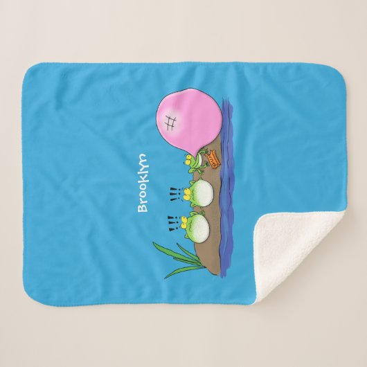 Cute grappige kikkers bubblegum cartoon illustrati sherpa deken (Voorkant (horizontaal))