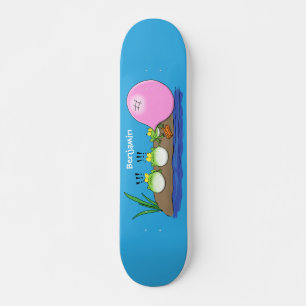 Cute grappige kikkers bubblegum cartoon illustrati skateboard