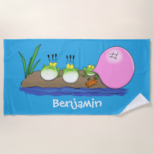 Cute grappige kikkers bubblegum cartoon illustrati strandlaken