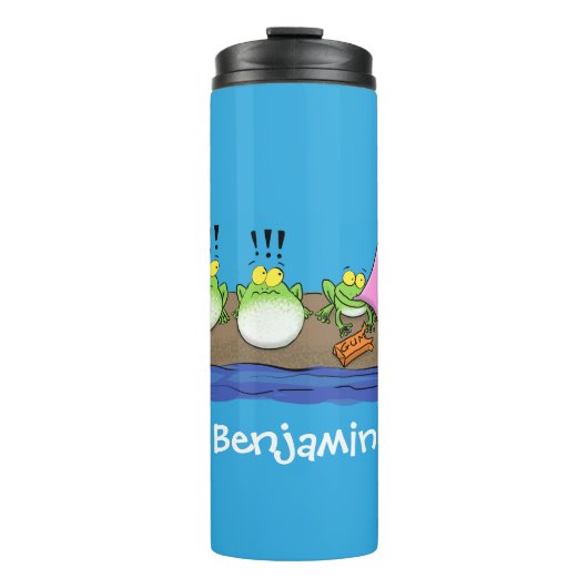 Cute grappige kikkers bubblegum cartoon illustrati thermosbeker (Voorkant)