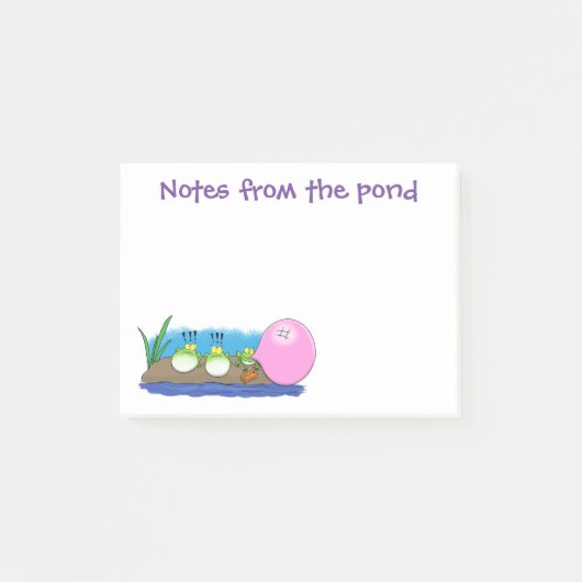 Cute grappige kikkers cartoonillustratie post-it® notes (Voorkant)