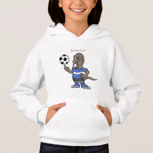 Cute grappige Komodo dragon die voetbal cartoon sp