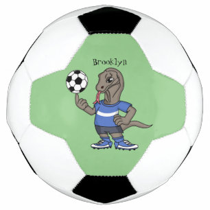 Cute grappige Komodo dragon die voetbal cartoon sp
