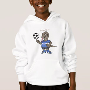 Cute grappige Komodo dragon die voetbal cartoon sp
