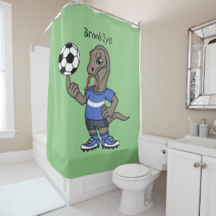 Cute grappige Komodo dragon die voetbal cartoon sp Douchegordijn