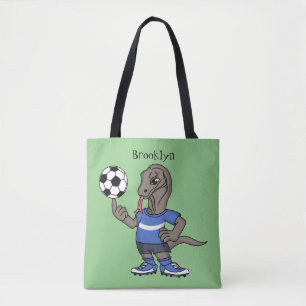 Cute grappige Komodo dragon die voetbal cartoon sp Draagtas
