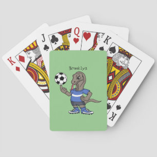 Cute grappige Komodo dragon die voetbal cartoon sp Pokerkaarten