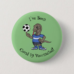 Cute grappige Komodo dragon die voetbal cartoon sp Ronde Button 5,7 Cm
