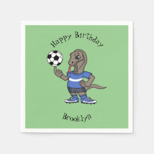 Cute grappige Komodo dragon die voetbal cartoon sp Servet