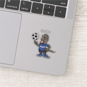 Cute grappige Komodo dragon die voetbal cartoon sp Sticker