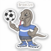Cute grappige Komodo dragon die voetbal cartoon sp Sticker (Voorkant)