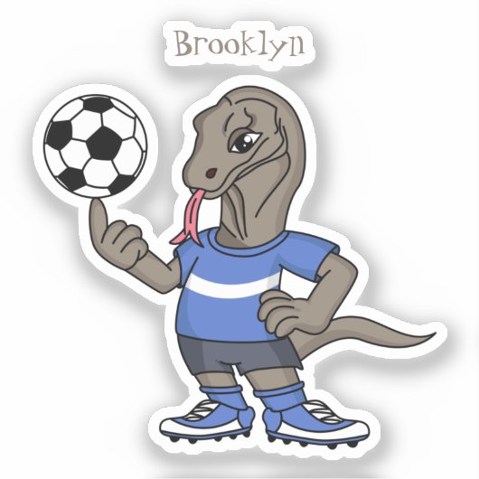 Cute grappige Komodo dragon die voetbal cartoon sp Sticker (Voorkant)
