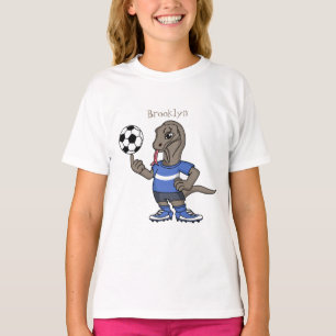 Cute grappige Komodo dragon die voetbal cartoon sp T-shirt