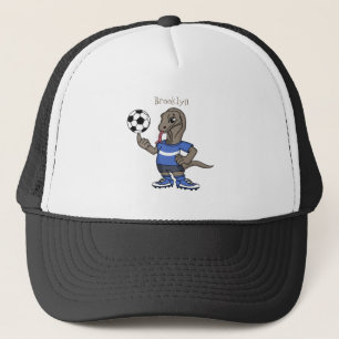 Cute grappige Komodo dragon die voetbal cartoon sp Trucker Pet