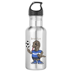 Cute grappige Komodo dragon die voetbal cartoon sp Waterfles