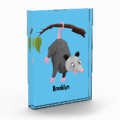 Cute grappige opossum aan de cartoon van de tak fotoblokken (Links)