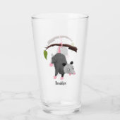 Cute grappige opossum aan de cartoon van de tak glas (Achterkant)