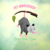 Cute grappige opossum aan de cartoon van de tak raamsticker (Vel 3)