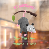 Cute grappige opossum aan de cartoon van de tak raamsticker (Vel 2)