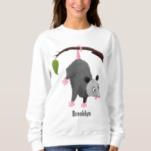 Cute grappige opossum aan de cartoon van de tak trui